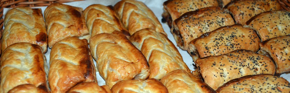 Baked pasties and sausage rolls