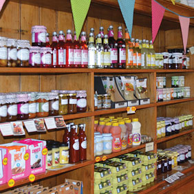 Farm shop produce including sauces, chutneys and jams